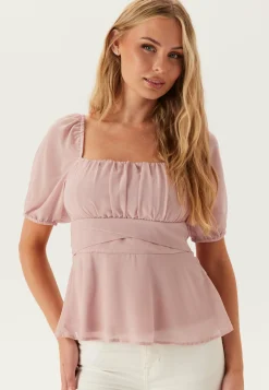 BUBBLEROOM Yksiväriset Puserot Ja Paidat|Tunikat Ja Puserot*Square Neck S/S Georgette Blouse