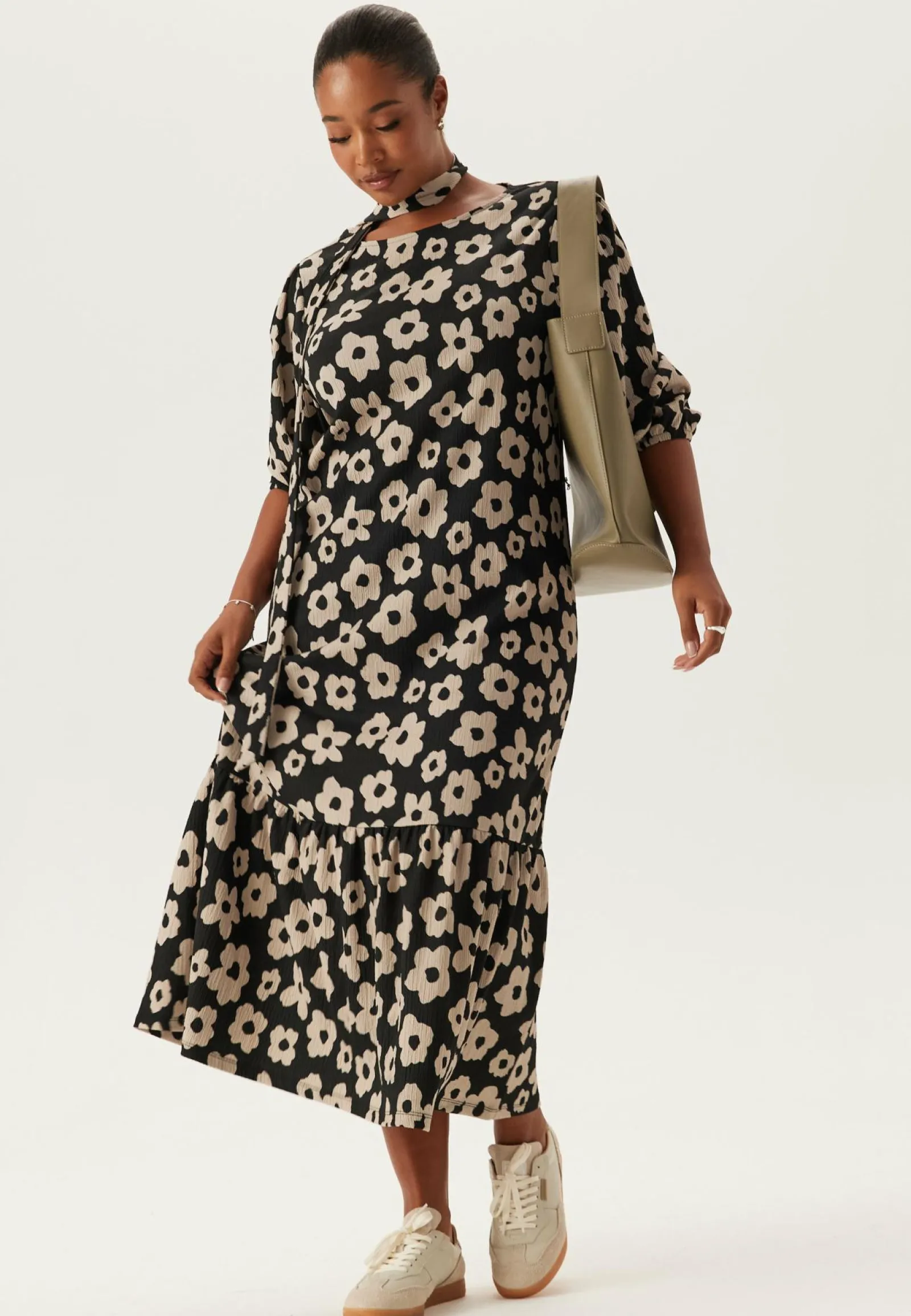 Happy Holly Kukkakuosiset Ja Kuviolliset Mekot|Pitkähihaiset Mekot*Structure Flounce Midi Dress