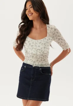 BUBBLEROOM Kukkakuosiset Topit|Pitkähihaiset Topit*Sweetheart Mesh Top