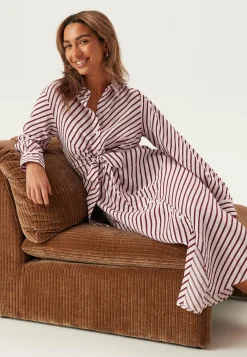 BUBBLEROOM Raidalliset Mekot|Kukkakuosiset Ja Kuviolliset Mekot*Tie Detail Shirt Dress