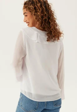 VILA Yksiväriset Puserot Ja Paidat|Röyhelöpuserot*Viane L/S V-NECK FRILL TOP V-N