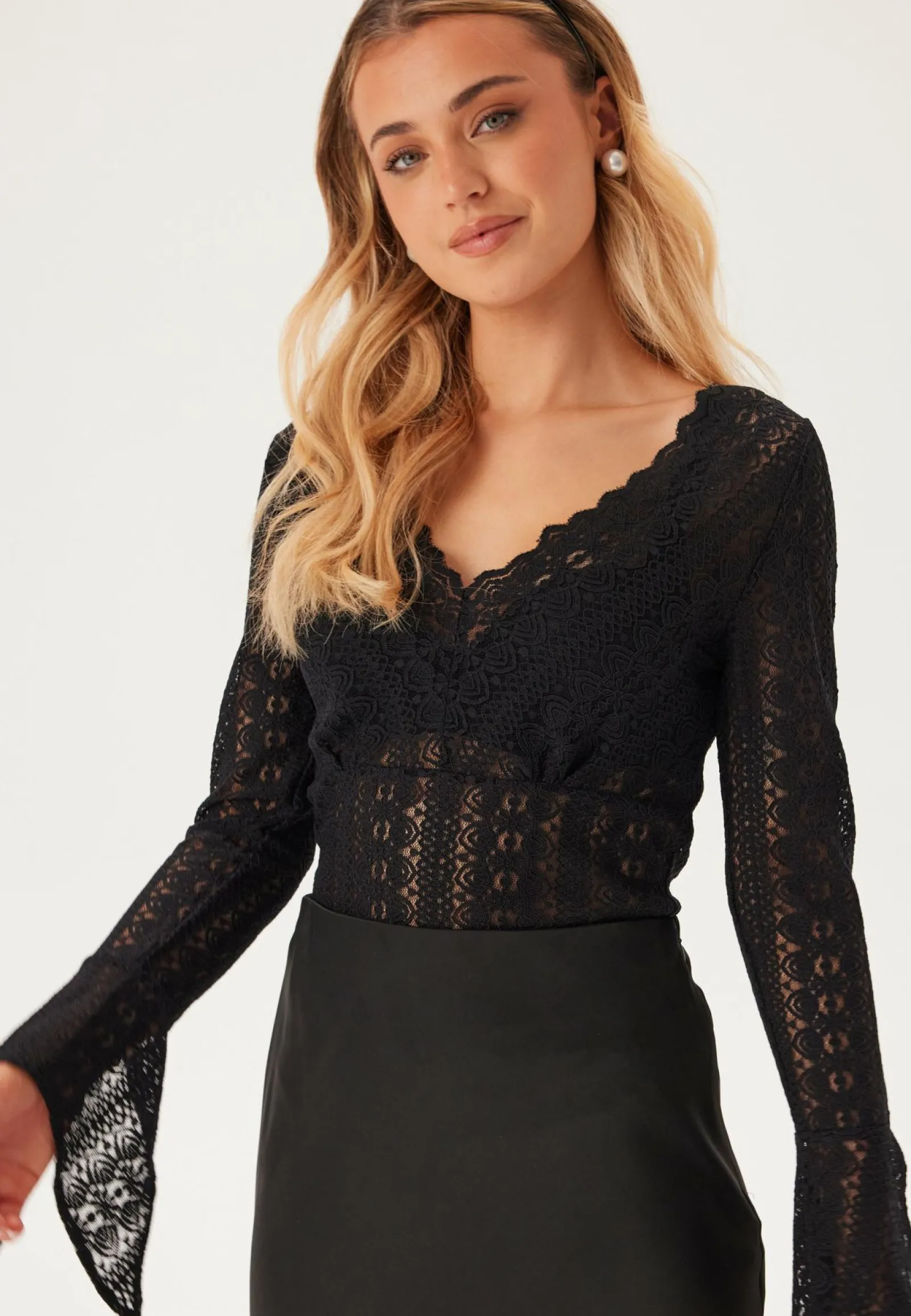 VILA Pitkähihaiset Topit|Pitsitopit*Vichikka L/S V-Neck Top