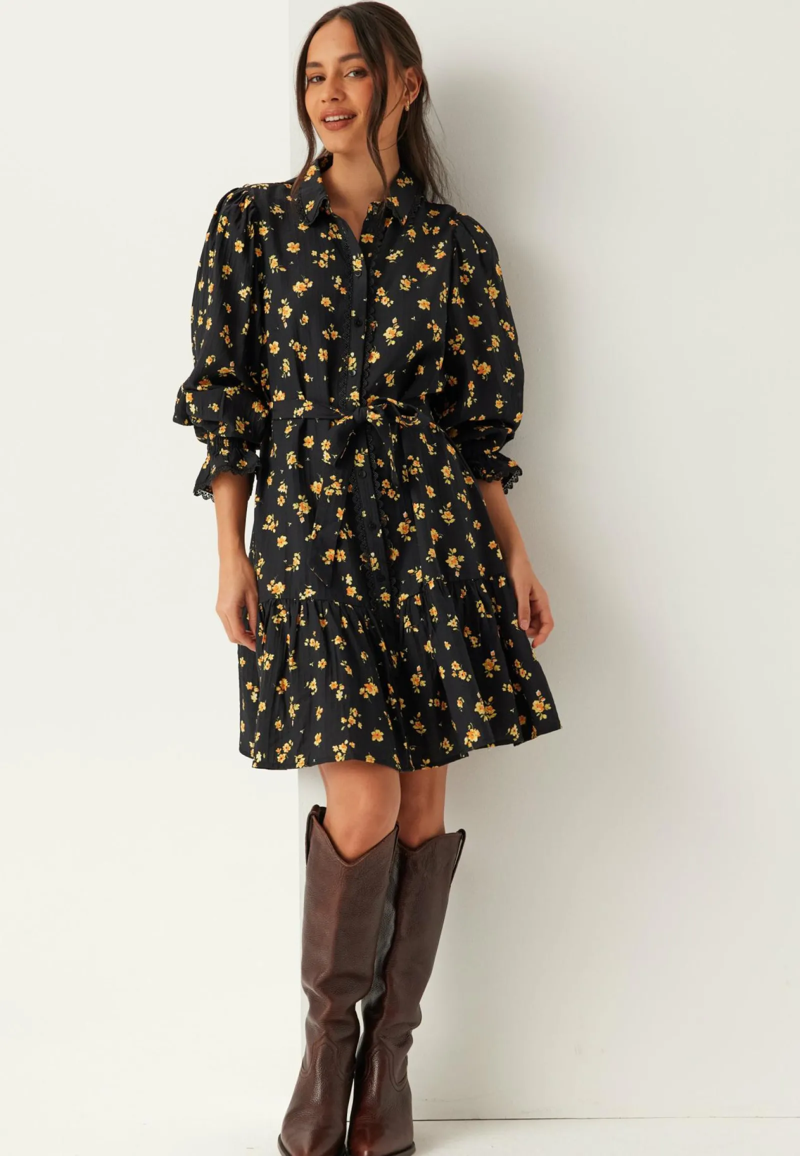 VILA Kukkakuosiset Ja Kuviolliset Mekot|Pitkähihaiset Mekot*Viclo Yle L/S SHIRT DRESS