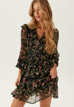 VILA Pitkähihaiset Mekot|Kukkakuosiset Ja Kuviolliset Mekot*Viroman New V-neck L/S Short Dress