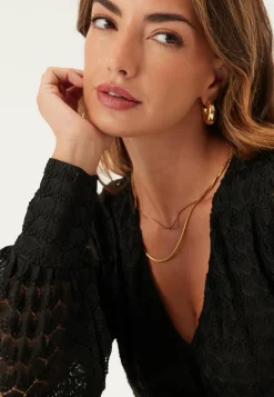 VERO MODA Yksiväriset Puserot Ja Paidat|Rennot Puserot Ja Paidat*Vmbecca Ls V-neck Lace Top