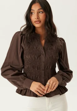 BUBBLEROOM Yksiväriset Puserot Ja Paidat|Paidat*V-neck Cotton Smock Blouse