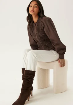 BUBBLEROOM Yksiväriset Puserot Ja Paidat|Paidat*V-neck Cotton Smock Blouse