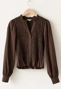 BUBBLEROOM Yksiväriset Puserot Ja Paidat|Paidat*V-neck Cotton Smock Blouse