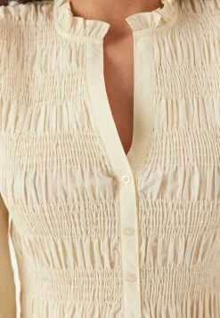 BUBBLEROOM Yksiväriset Puserot Ja Paidat|Tunikat Ja Puserot*V-neck Cotton Smock Blouse