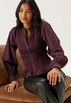 BUBBLEROOM Yksiväriset Puserot Ja Paidat|Paidat*V-neck Cotton Smock Blouse