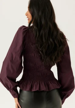 BUBBLEROOM Yksiväriset Puserot Ja Paidat|Paidat*V-neck Cotton Smock Blouse