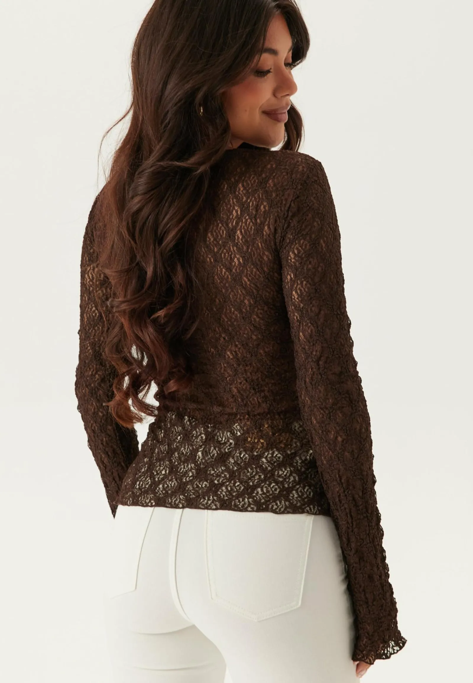 BUBBLEROOM Pitkähihaiset Topit|Pitsitopit*V-Neck Lace Top