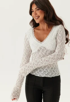 BUBBLEROOM Pitkähihaiset Topit|Pitsitopit*V-Neck Lace Top