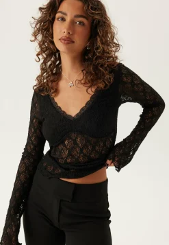 BUBBLEROOM Pitkähihaiset Topit|Pitsitopit*V-Neck Lace Top
