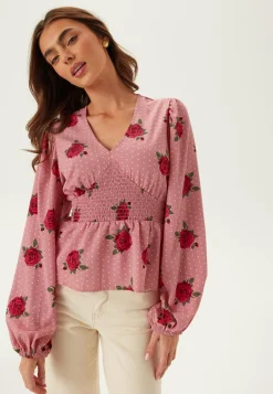 BUBBLEROOM Röyhelöpuserot|Kuviolliset Puserot*V-neck Smock Blouse