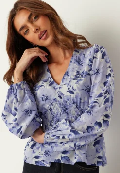 BUBBLEROOM Röyhelöpuserot|Kuviolliset Puserot*V-neck Smock Blouse