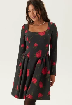 Bubbleroom Occasion Kukkakuosiset Ja Kuviolliset Mekot|Pitkähihaiset Mekot*Volume Skirt Long Sleeve Mini Dress